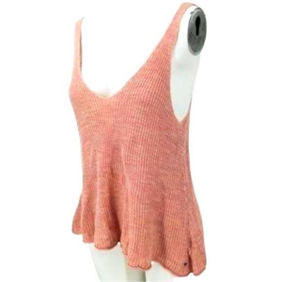 American Eagle Outfitters Knitted Crop Top Tank Peach Loose Fit Hi Lo Sides Sz M - Picture 3 of 9